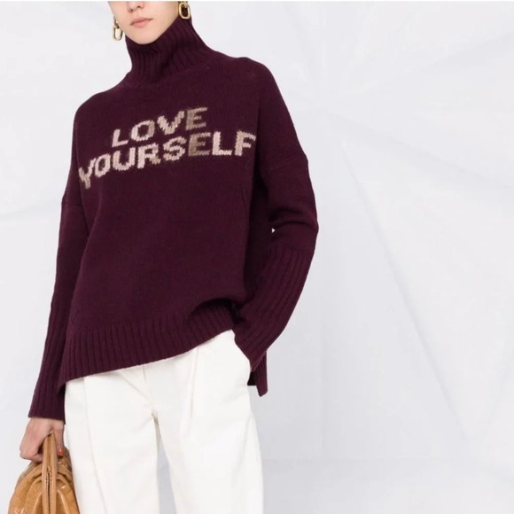 ZADIG & VOLTAIRE Alma Purple Love Yourself Pullover Sweater Knit SZ XS - Picture 3 of 15